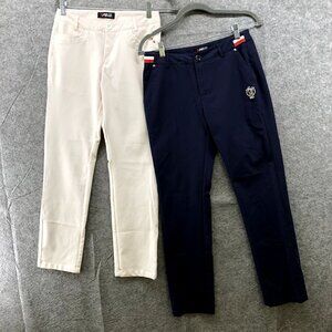 PGM Golf Pants BUNDLE Womens Size 29 Blue White Mid Rise Slim Fit